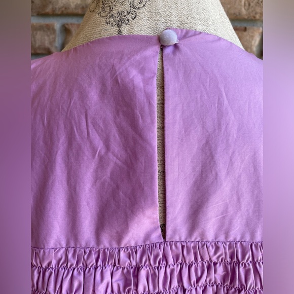 English Factory Purple Short Sleeve Cotton Blend Ruffle Detail Dress. - Picture 9 of 12